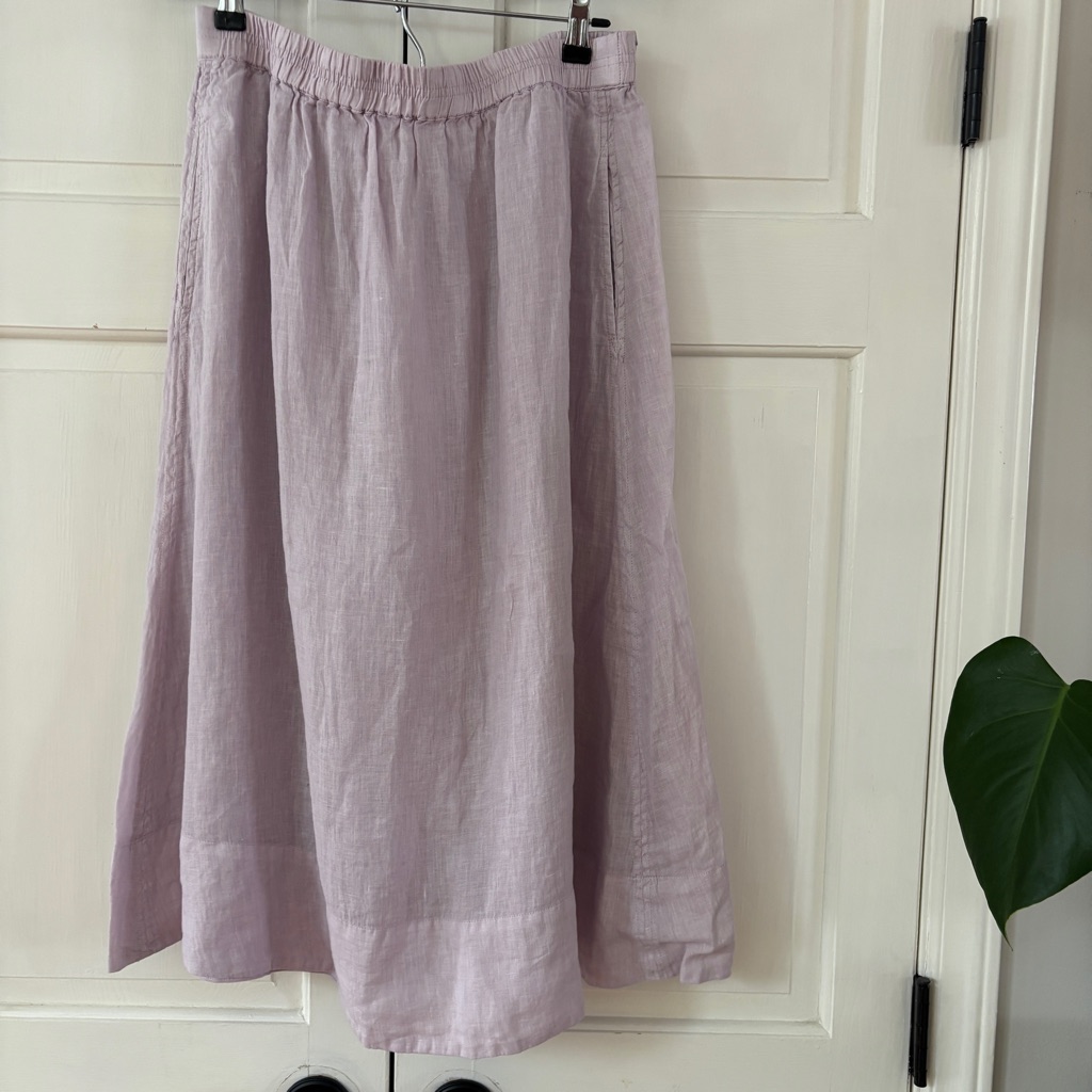 New Alex Mill Maddie Skirt 100% Linen Midi Skirt Thistle Purple Size Large Pull — image 3 of 8